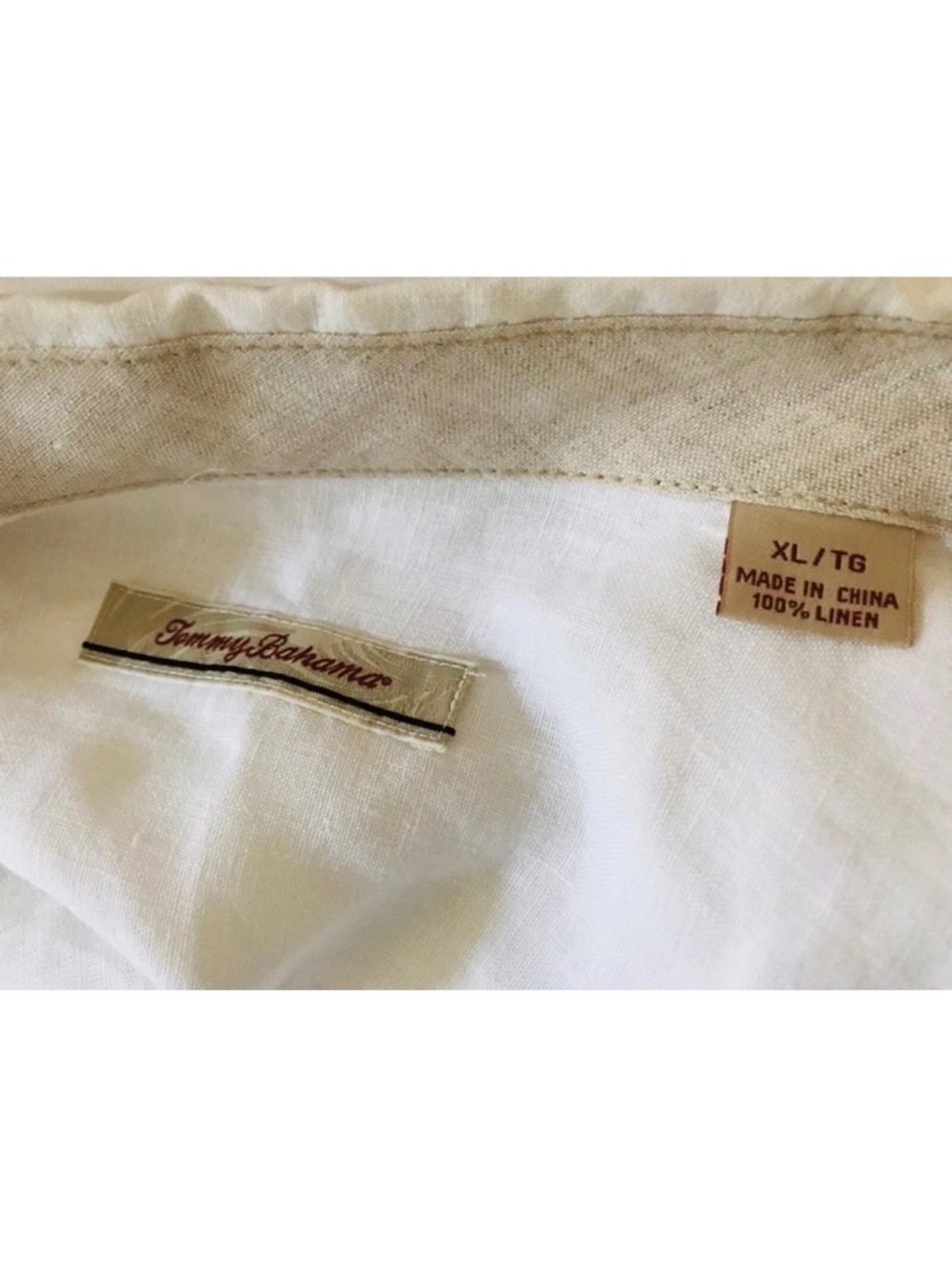 Tommy Bahama | Button Front Linen Shirt Mens Size XL Beige Short Sleeves - Picture 7 of 7